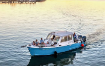 Bachelorette group on a BYOB party boat at Folly Beach