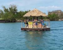 Tiki catamaran boat cruise near Folly Beach