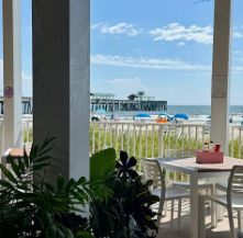 Oceanfront drinks at Pinky's on the Beach, Folly Beach
