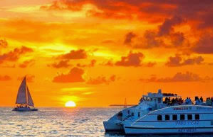 Friends on a sunset cruise near Folly Beach